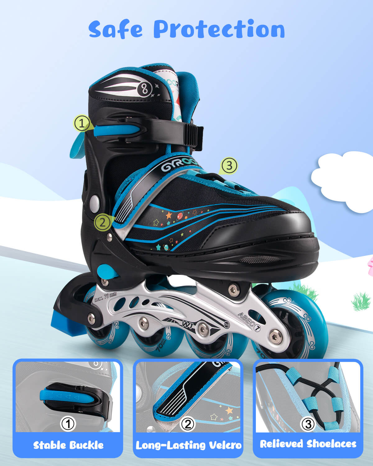 Gyroshoes W1 Inline Skate for kids -Blue/Pink