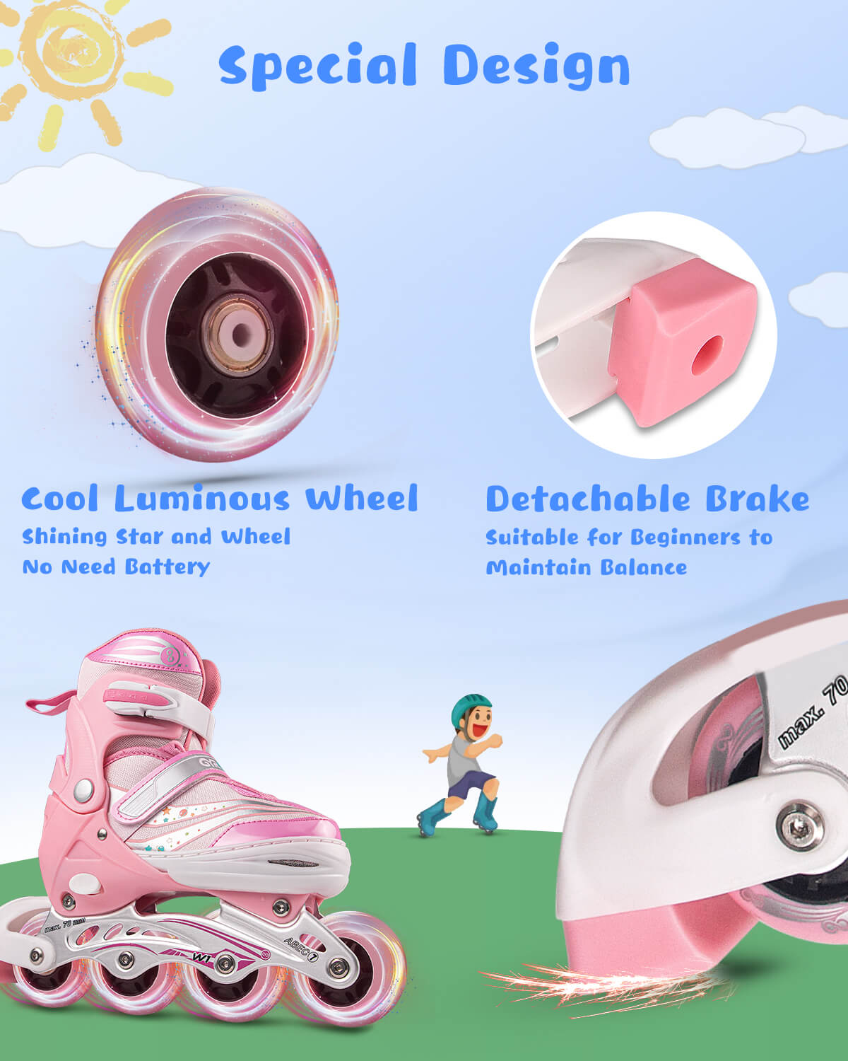 Gyroshoes W1 Inline Skate for kids -Blue/Pink