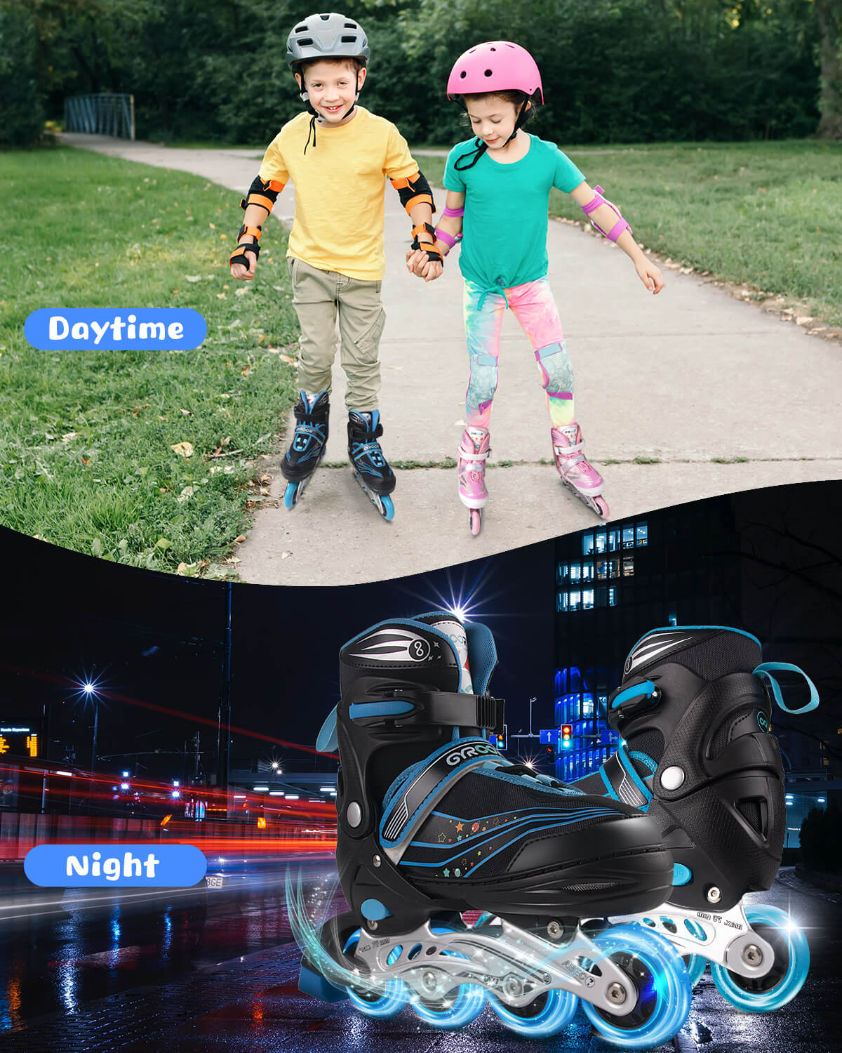 Gyroshoes W1 Inline Skate for kids -Blue/Pink