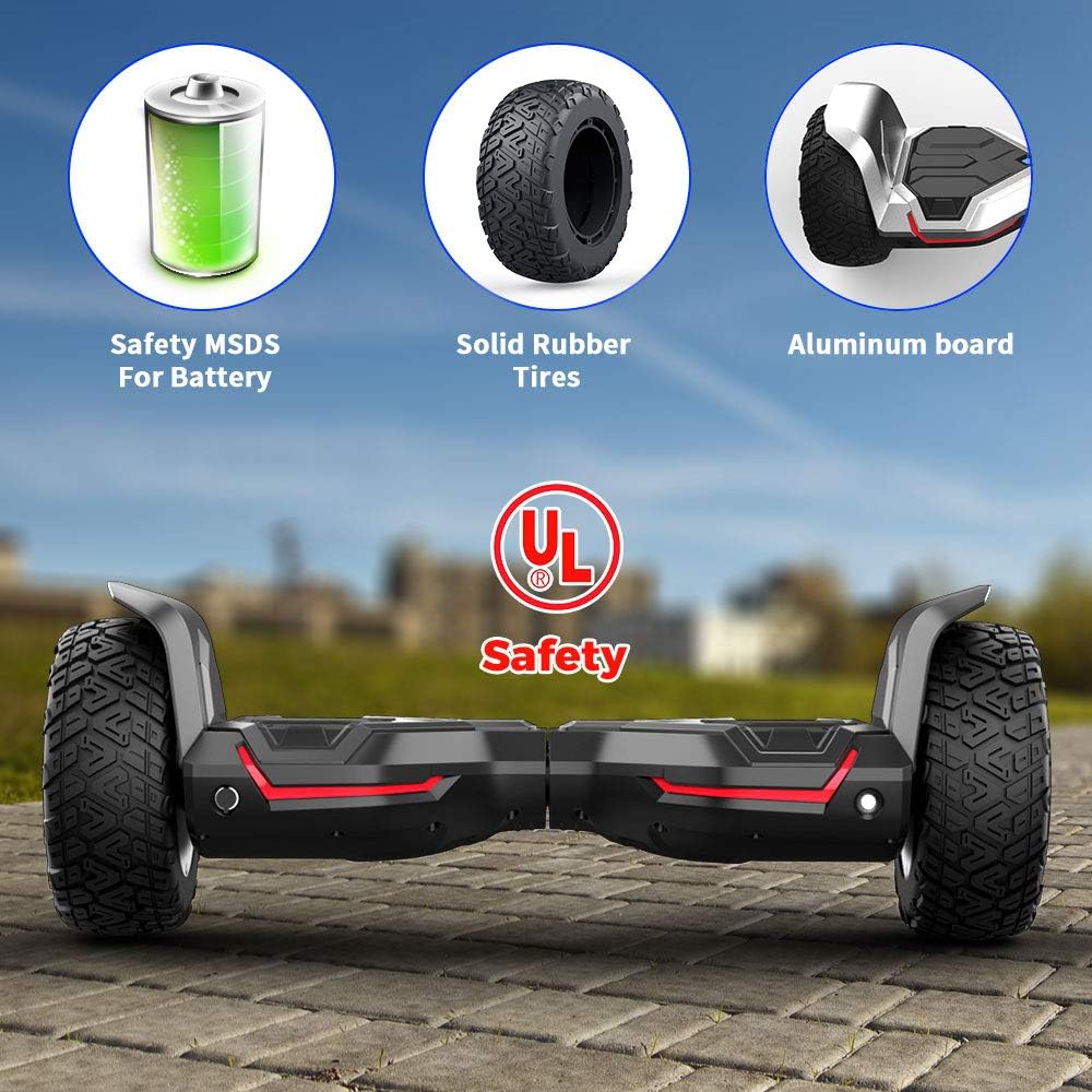 Warrior 8.5 inch Off Road All Terrain Smart G2 Hoverboard with Bluetooth Speaker and Led Lights, Self Balancing Hoverboards for Kids & Adults UL2272 Certified