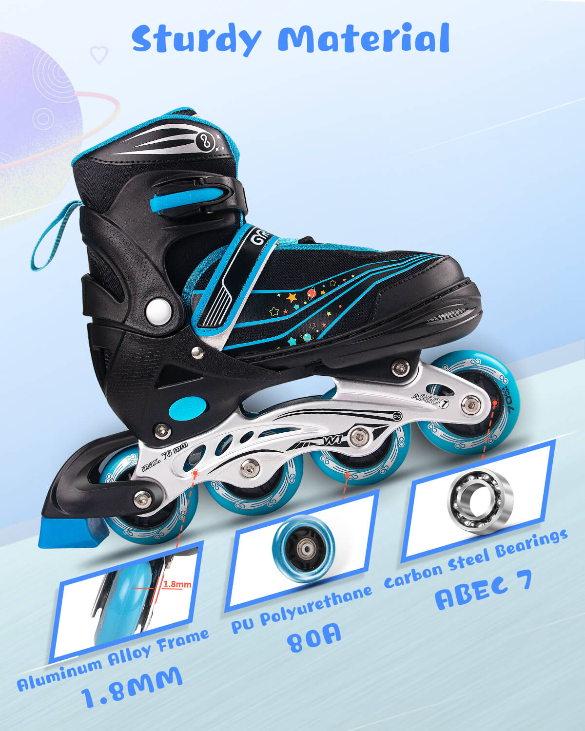 Gyroshoes W1 Inline Skate for kids -Blue/Pink